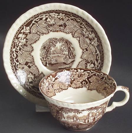 Vista Brown (No Trim) Flat Cup & Saucer Set