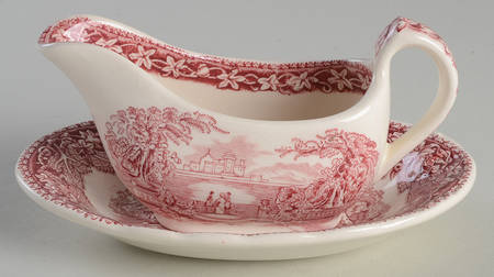 Vista Pink (No Trim) Individual Gravy Boat & Plate