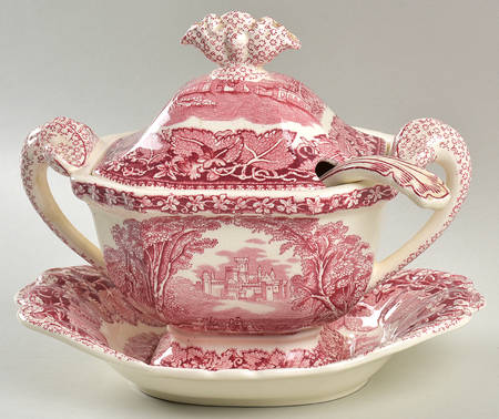 Vista Pink (No Trim) Sauce Boat & Lid & Underplate & Ladle