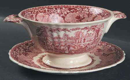 Vista Pink (No Trim) Gravy Boat & Underplate