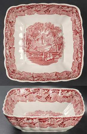 Vista Pink (No Trim) 8" Square Vegetable Bowl