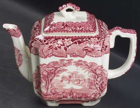 Vista Pink (No Trim) Fan Teapot & Lid