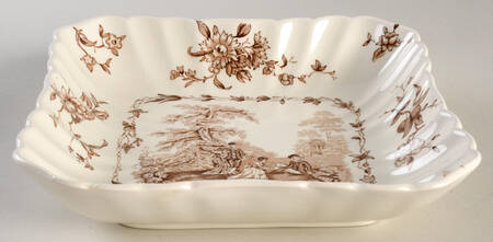 Watteau Brown 8" Square Vegetable Bowl