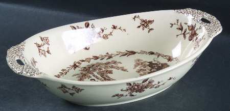 Watteau Brown 10" Oval Vegetable Bowl