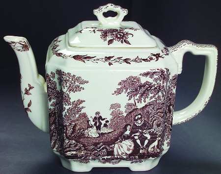 Watteau Brown Fan Teapot & Lid