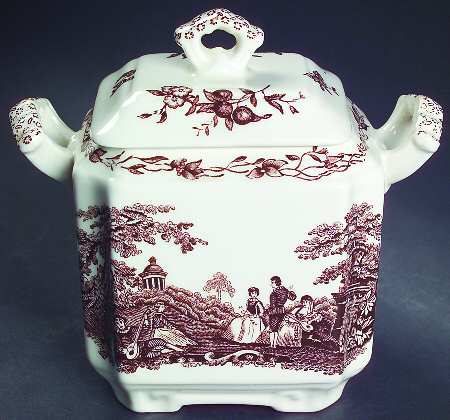 Watteau Brown Square Fan Sugar Bowl & Lid