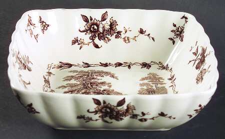 Watteau Brown 7" Square Vegetable Bowl