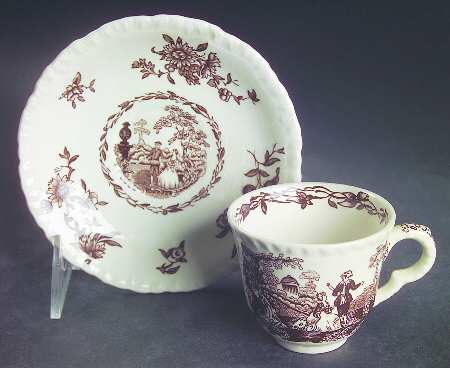 Watteau Brown Flat Demitasse Cup & Saucer Set