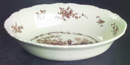 Watteau Brown 8" Oval Vegetable Bowl