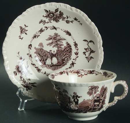 Watteau Brown Oversized Cup & Saucer Set