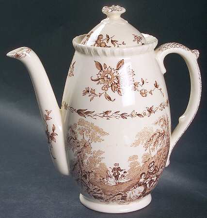 Watteau Brown Coffee Pot & Lid