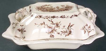 Watteau Brown Double Covered Vegetable