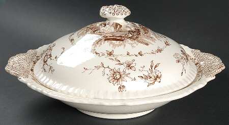 Watteau Brown Round Covered Vegetable
