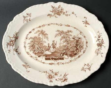 Watteau Brown 15" Oval Serving Platter