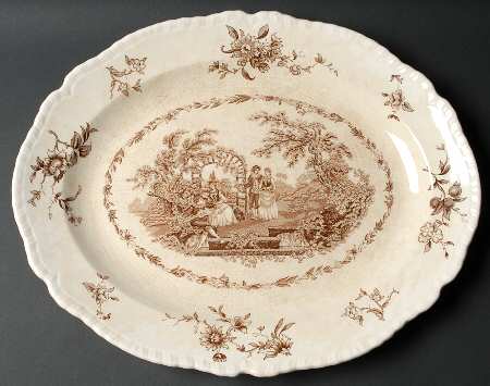 Watteau Brown 17" Oval Serving Platter