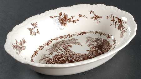 Watteau Brown 9" Oval Vegetable Bowl