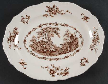 Watteau Brown 11" Oval Serving Platter