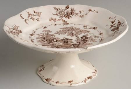Watteau Brown Round Compote (Height X Width)
