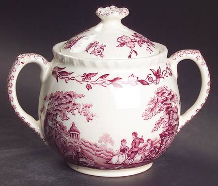 Watteau Mulberry Sugar Bowl & Lid