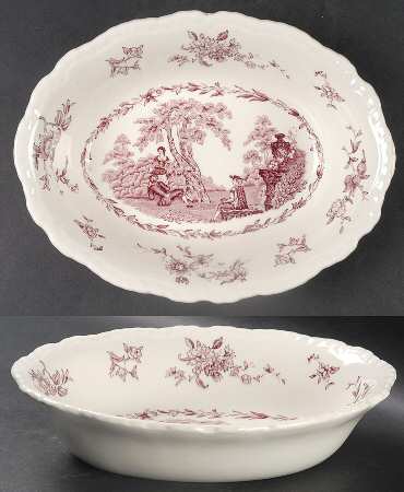 Watteau Mulberry 9" Oval Vegetable Bowl