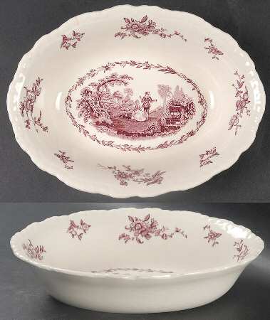 Watteau Mulberry 8" Oval Vegetable Bowl