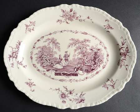 Watteau Mulberry 15" Oval Serving Platter