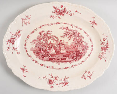 Watteau Pink 17" Oval Serving Platter