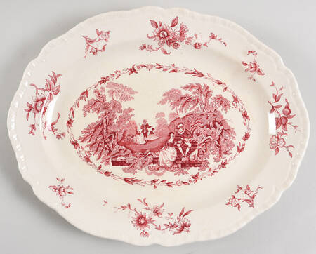 Watteau Pink 13" Oval Serving Platter