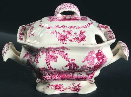 Watteau Pink Sauce Boat & Lid