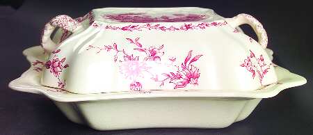 Watteau Pink Rectangular Covered Vegetable