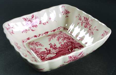 Watteau Pink 9" Square Vegetable Bowl