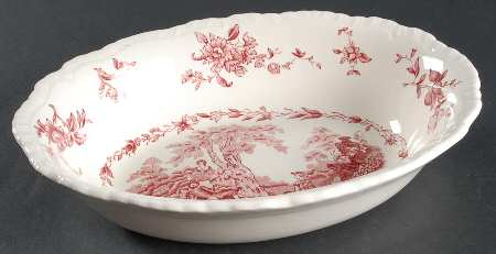 Watteau Pink 9" Oval Vegetable Bowl