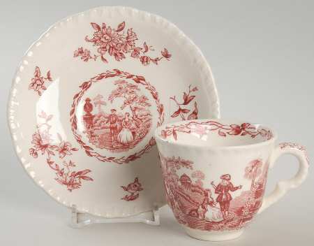 Watteau Pink Flat Demitasse Cup & Saucer Set