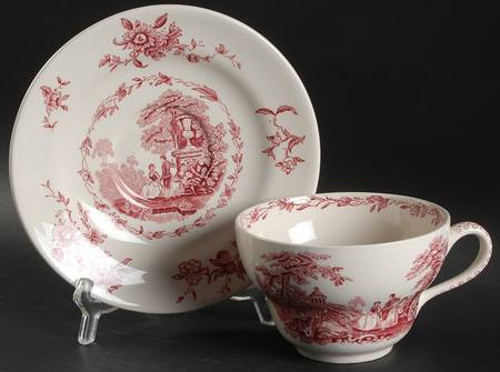 Watteau Pink Breakfast Cup & Saucer Set