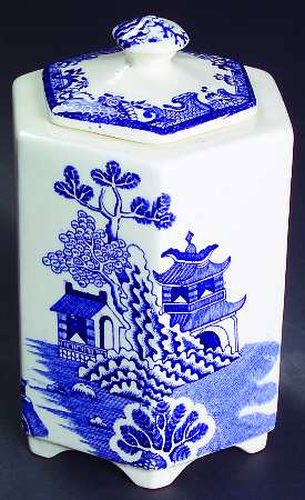 Willow Blue (Design On Edge) Ming Jar & Lid