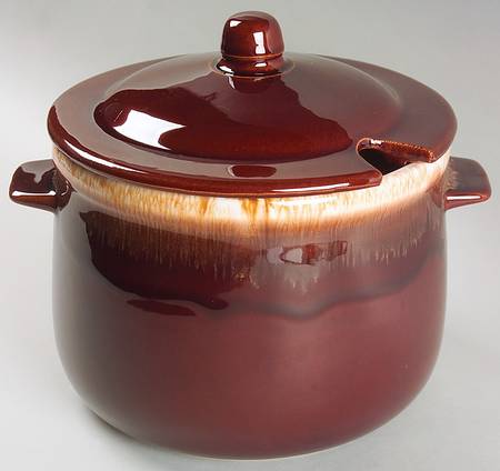 Brown Drip Bean Pot & Lid