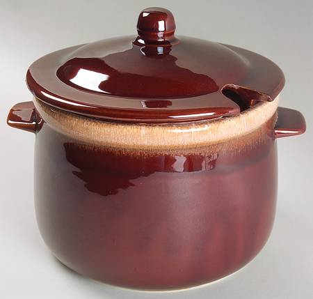 Brown Drip Bean Pot & Lid