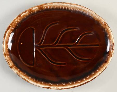 Brown Drip 11" Oval Serving Platter