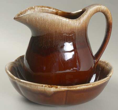 Brown Drip Small Pitcher & Bowl Set