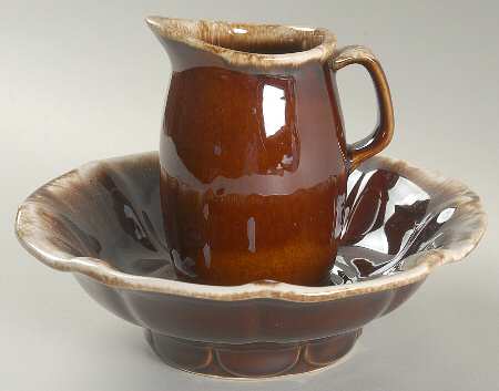 Brown Drip Small Pitcher & Bowl Set