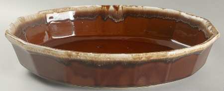 Brown Drip 14" Oval Baker