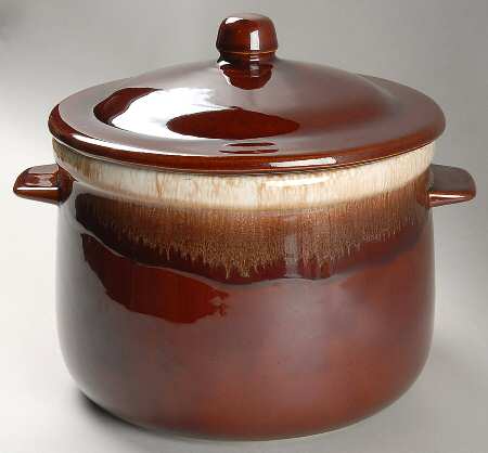 Brown Drip Bean Pot & Lid