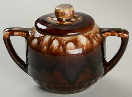 Brown Drip Sugar Bowl & Lid