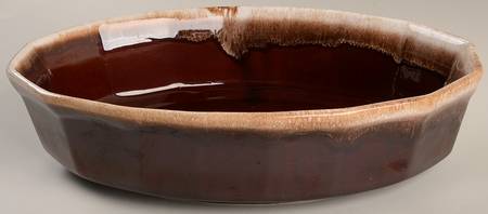Brown Drip 12" Oval Baker