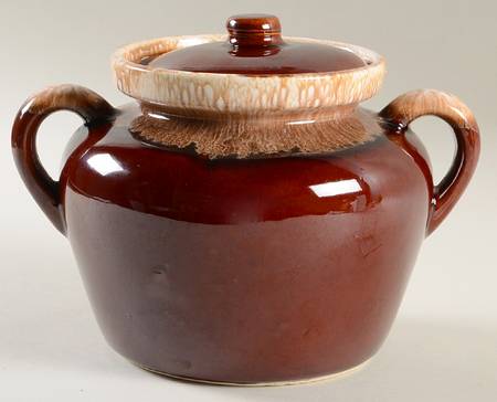 Brown Drip Bean Pot & Lid