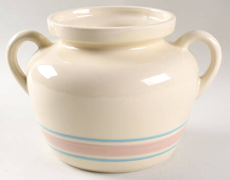 Pink & Blue Stripes Bean Pot No Lid