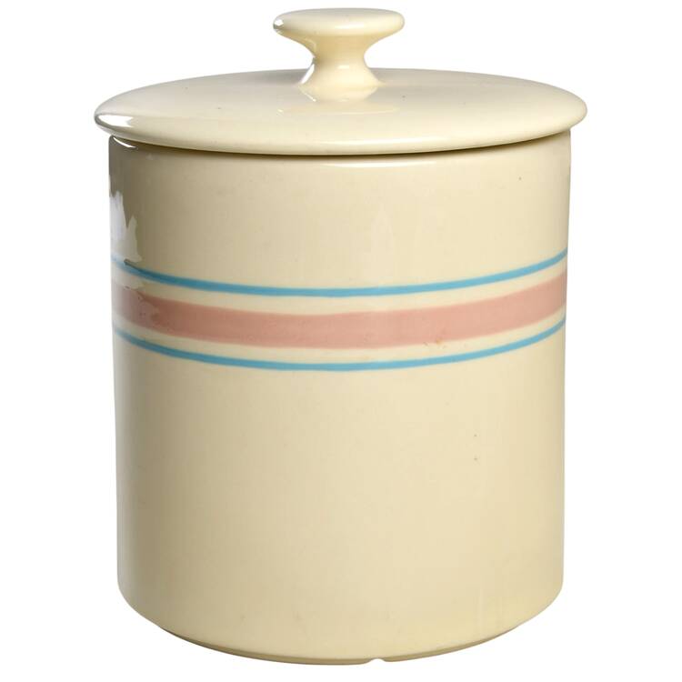 Pink & Blue Stripes Cookie Jar & Lid