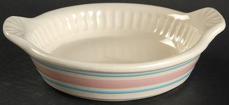 Pink & Blue Stripes 6" Shirred Egg Dish