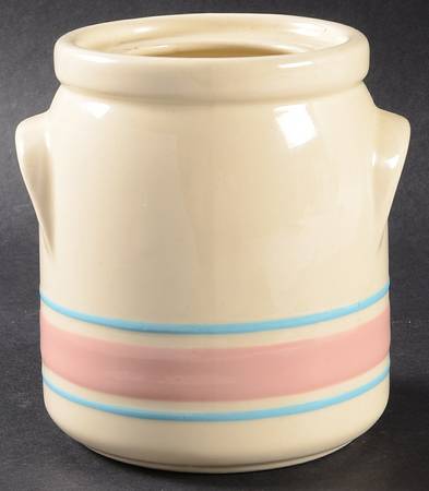 Pink & Blue Stripes Small Open Crock