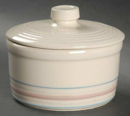 Pink & Blue Stripes Butter Tub & Lid